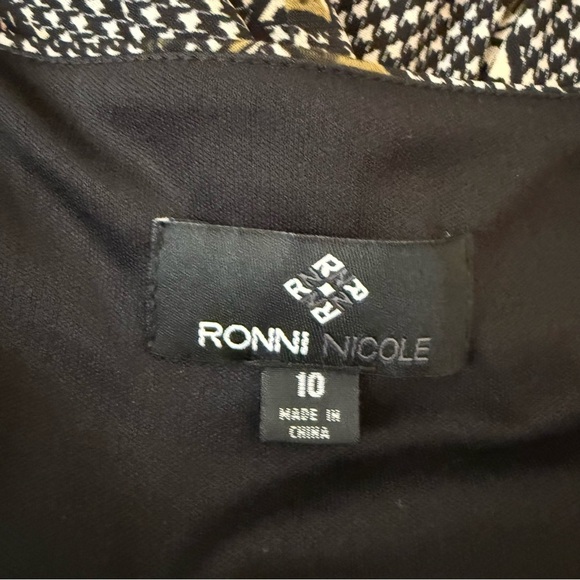Ronni Nicole Women's Size 10 Midi V Neck Dress Houndstooth Floral Dark Academia - Picture 6 of 12